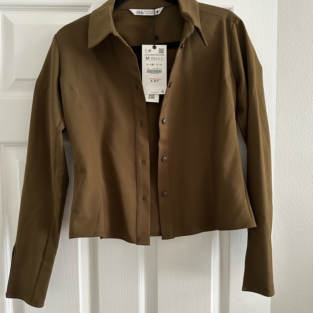 Zara Cropped button down shirt